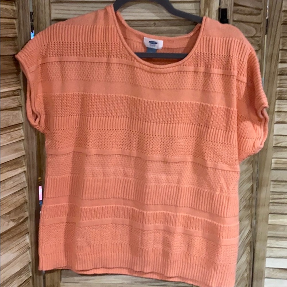 Short sleeve textured sweater